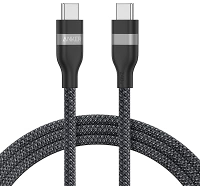 Anker Cable USB C a USB C Trenzado Reciclado de 240 W, Cable de Carga Rápida con Cargador de Tipo C para iPhone 16/16 Pro/16 Plus/16 Pro Max, MacBook Pro, iPad Pro, iPad Air 4, Galaxy S23(1,8m, Negro)