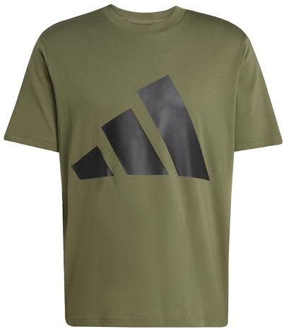 adidas Uomo Essentials Big Logo Single Jersey Tee, Olive Strata/Black, L