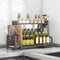 devesanter Portaspezie in piedi, 2 ripiani, grande capacità, portaspezie da cucina, organizer in metallo per piano di lavoro, con porta tagliere, porta utensili, con 6 ganci, grigio
