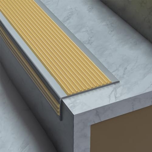 Treppenkantenprofil Selbstklebend Treppenkantenprofil Vinyl Treppenkantenprofil Treppenprofil L-Form Kunststoff Treppen-Kantenschutz Für Den Außen- Und Innenbereich Selbstklebende (Color : Beige, SI