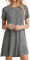 Women's Round Neck Summer Dress - Short Sleeve Mini T-Shirt Dress, Loose Casual Plain Blouse, Breathable Tunic, Gray, XL