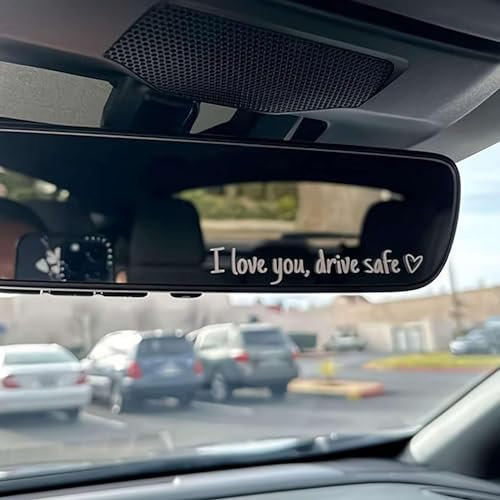 I Love You Driving Safe Spiegelaufkleber, 2024 NEW Drive Safe I Love You Aufkleber mit Herz für Rückspiegel und Fenster, Vinyl-Aufkleber, Autozubehör, Geschenke (Schwarz)