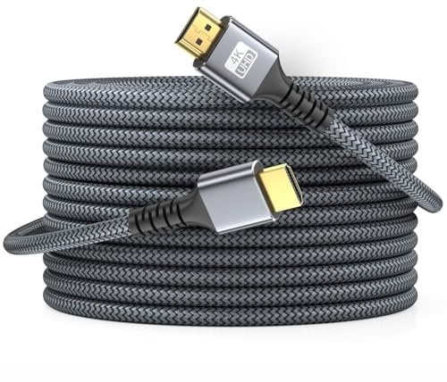 looyotul 4K Câble HDMI 20m Haute Vitesse HDMI 2.0 Câble 4K@60HZ 3D ARC Plaqué or Connecteur Ethernet Audio Vidéo Retour Pour Ultra HD TV Moniteur Ordinateur Portable Xbox PS4 PS5,etc.(Argent)