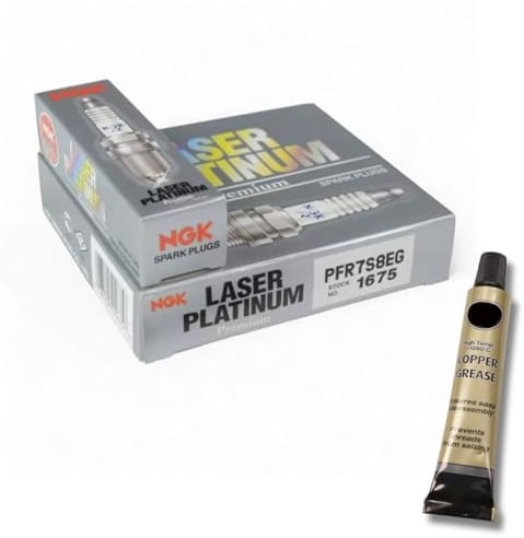 4x Zündkerzen von NGK passt für Audi TT 8J 1.8 TFSI / 2.0 TFSI Bj. 2006-2014 + Kupferfett