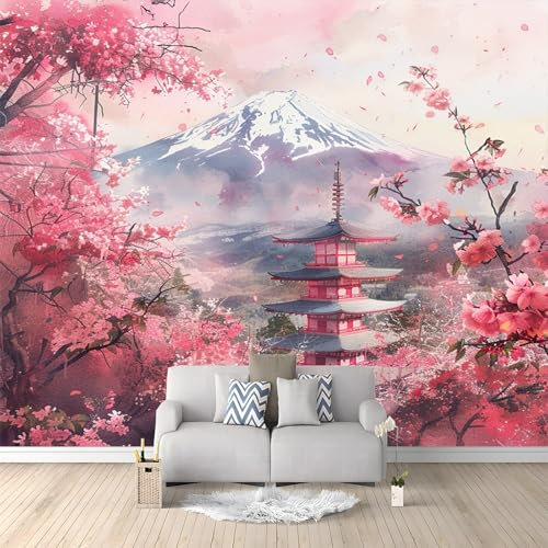 Japanische Rosa Kirschblüten 3D Fototapete Wandbild Kinderzimmer Weißer Schnee Wohnzimmer Tv Sofa Thema Hotel Luxus Wandmalerei Wohnkultur Wandbilder Dekor Wandbild 250x175 cm