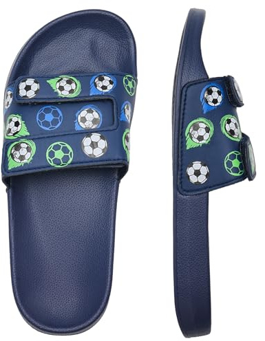 Torotto Unisex-Kinder Badeschlappen Sommer Flache Hausschuhe Badesandalen rutschfest Schlappen Badeschuhe(Blauer Fußball, 32/33EU)