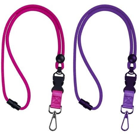 2 pezzi Portachiavi Collo Staccabile Con Fibbia a Sgancio di Sicurezza, Fibbia Regolabile, il Giro Cordino Porta Badge per Infermiere, Impiegati, Appassionati di Outdoor(rosa, viola)