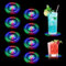 Dessous de Verre Lumineux LED, 8 Pièces Dessous de Bouteille Lumineux Transparent Rond 10cm, 3 Modes d'éclairage, Convient pour Boissons, Fête Mariage Bar-Coloré