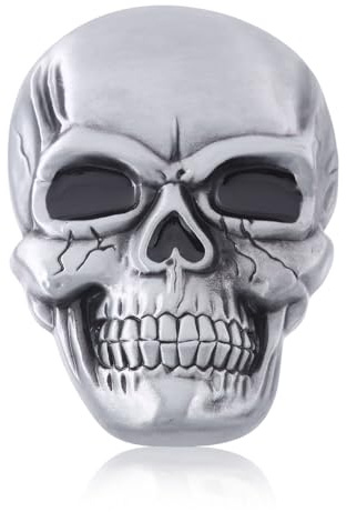 CHGCRAFT Gürtelschnalle mit Totenkopf Gürtelschnalle mit Totenkopf aus Legierung Adjuster Triangle Gürtelschnallen Cowboy Gürtelschnalle Gürtelschnalle in Totenkopfform für Gürteldekoration Platin