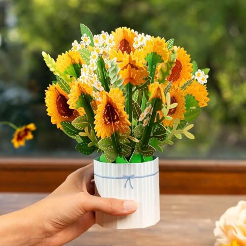 papercrush® Pop-Up Blumenstrauß Sonnenblumen - 3D Geburtstagskarte als Geschenk für Frauen, Freundin & Mama (Genesungskarte, Ich denk an dich), Abschiedsgeschenk für Kollegin für Ruhestand und Pension