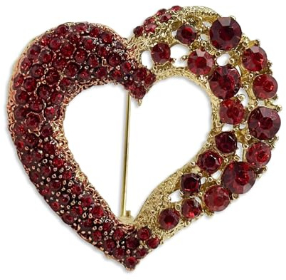 BRDXOOL Damen-Brosche, rote Liebesbrosche, einfache Kristallbrosche, Kleid, Retro-Anstecknadel, süßes Zubehör, Anstecknadel, Modeschmuck, Geschenk