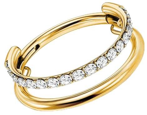 BelleVive G23 Titan Knorpelohrring gestapelter Clicker 16G CZ Doppel-/Dreifach-Septumringe Conch-Piercingschmuck Tragus, Helix-Ohrringe Nasenringe Creolen für Frauen, Gold, 12 mm