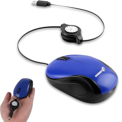 Mini Retractable USB-C Wired Mouse,Small Compact Portable,Silent Click,Plug and Play,Corded Mice for Travel Home Office School PC Laptop Computer Chromebook MacBook Tablet Phone Women Men Student Gift