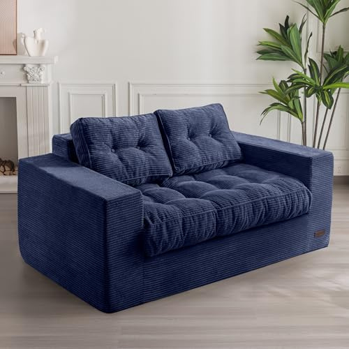 MAXYOYO Sofa 2 Sitzer Cord, Gepolsterter Bodensessel mit Armlehnen, Loveseat ohne Knochen mit Gesteppt Kissen und Rückenlehne, Großer Sitzsack für Schlafzimmer und Wohnzimmer