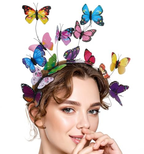 CIATBYYJ Schmetterling Haarreif, Karneval Schmetterlings Stirnbänder, Schmetterlinge Haarschmuck, Schmetterlings Fascinator Stirnband für Karneval, Tanzkostüme, Fastnacht, Rollenspiele