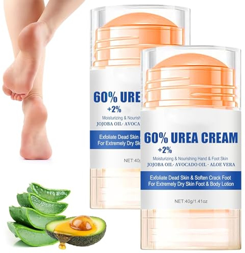 Qaestuan 2 Stück Urea Creme 60 Prozent, Hydrating and Anti-Cracking Foot Cream, Schrundensalbe Füße, Trockenheit Reparieren Fußcreme, Leistungsstarke Feuchtigkeitscreme, für Hand, Fuß und Körperpflege