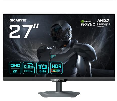 Gigabyte G27Q2 Monitor Gaming 27” 2K QHD - 2560 x 1440, 200Hz, 1ms, 350 cd/m², Compatibile G-Sync, FreeSync Premium, HDR10, HDMI 2.0, DisplayPort 1.4
