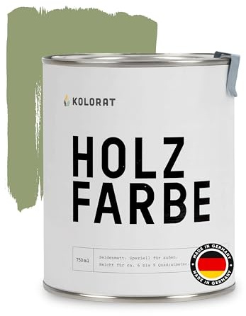 Kolorat® Holzfarbe, Piniengrün 750ml | Wetterschutzfarbe, Made in Germany | Wasserbasiert, geruchsarm, wetterbeständig, langlebiger Holzschutz, für Holz im Außenbereich, einfache Anwendung