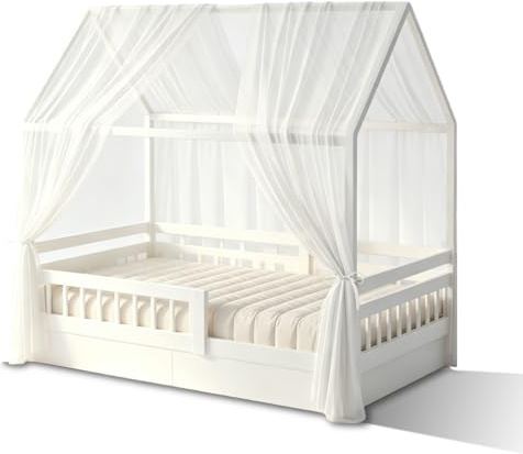 Umllpet Kinderbett Himmel Vorhang 2er Pack, Moskitonetz mit Mückenschutz für Kinderbett, Luftdurchlässiger Bettvorhang für Mädchen & Jungen, 350x150cm