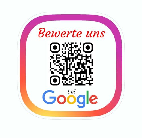 Personalisierte QR Code Aufkleber – für Social Media & Google Bewertungen | Individuell mit deinem Link | Auto-, Laptop- & Versandaufkleber | Scan mich Follow me (Google quadrat)