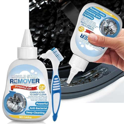 Mould Remover, Large Capacity Mould and Mildew Remover Gel for Washing Machine Seals, Bathroom Grout, Shower, Tile, Kitchen Sink & Stains (220ml)
