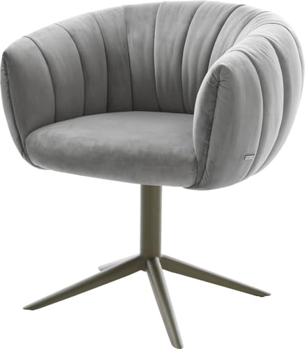 DELIFE Esszimmerstuhl Jada-Flex Fußkreuz Effektfinish Titan Samt Grau 360° drehbar Wippfunktion Taschenfederkern