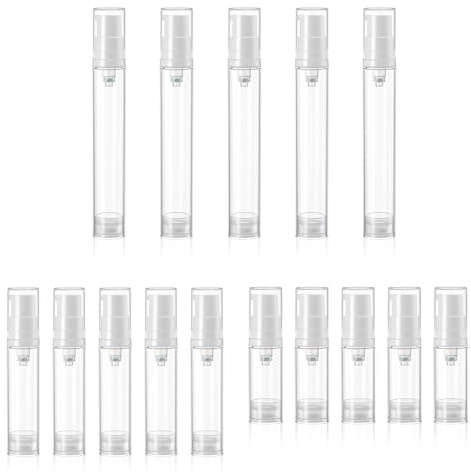 Amabro 15Pcs Airless Pump Bottles Travel Set, Refillable Vacuum Container