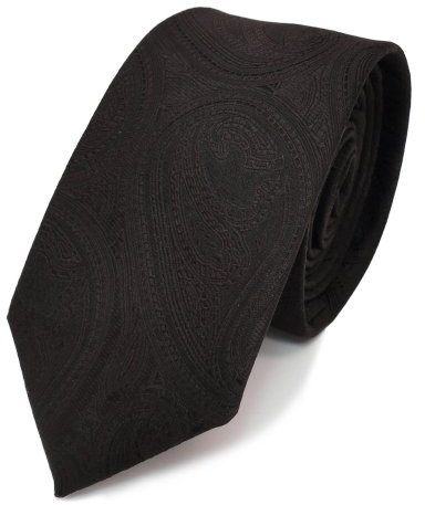 TigerTie schmale Designer Krawatte in braun dunkelbraun paisley muster - Binder