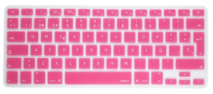 MiNGFi español Silicone Cubierta del Teclado para MacBook Pro/Air (2008-2015) Modelo A1278 A1286 A1369 A1398 A1425 A1466 A1502 EU/ISO Diseño del Teclado - Rosa