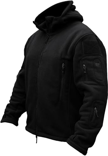 TACVASEN Herren Fleecejacke Military Outdoor Winddichte Jacke mit Kapuze