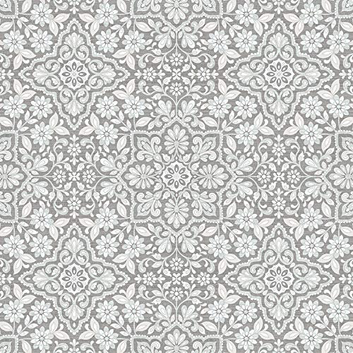 FH37544 - Homestyle Geometric Floral Tiled Patterns Blue Grey Galerie Wallpaper