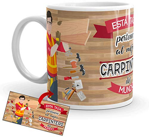 Kembilove Taza de Café del Mejor Carpintero del Mundo – Taza de Desayuno para la Oficina – Taza de Café y Té para Profesionales – Taza de Cerámica Impresa – Tazas de Jefe de 350 ml para Carpinteros