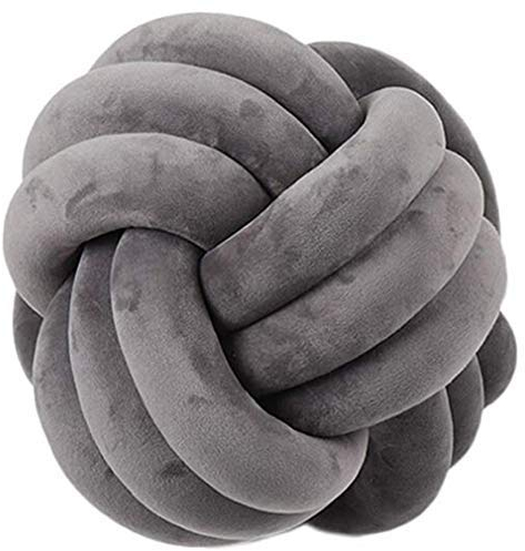 Nicole Knupfer Knot Kopfkissen Knotenkissen Plüsch Kissen Weiche Geknotetes Kissen Knoten Ball Kissen Dekor Bett Zimmer (Dunkelgrau,27cm Durchmesser)