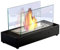 Berlin Tischkamin Bio Ethanol Tischfeuer mit Sicherheitsglas Kamin Luxuskamin Gelkamin Glasfeuer Dekofeuer Standkamin Avantgarde Sockel & Glaswand 40 x 16 x 24 cm, 1200 ml Brenner Schwarz Klar