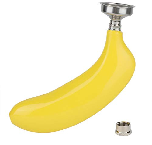 Edelstahl-Kolben-Trichter-Set, 5oz tragbare Whisky-Likör-Alkohol-Taschenflasche in Bananenfruchtform mit Trichter