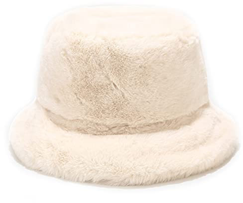 JFAN Fischerhut Damen Unisex Eimer Hut Einfachheit UV Schutz Plüsch Einfarbig Faltbar Hut One Size Beige