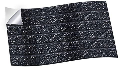 WALPLUS 12 Stück (28,5 x 14 cm) Terrazzo Silber Touch Dark Mosaik-Wandfliesen-Aufkleber, Abziehen und Aufkleben, Rückwand, Vinyl, Wohnkultur, Spritzschutz für Küche, Badezimmer, Fliesenfarbe, zum