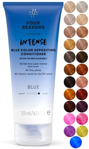 Four Reasons Intensiv-Toning-Behandlung Blau für Vibrierende Ergebnisse - Intensiven Blauton 200 ML - Semi-Permanent Direct Dye Haarfarbe für aufgehelltes und gefärbtes Haar