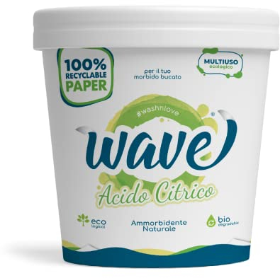 Wave Washing Zitronensäure - Natürlicher Weichspüler - 100% PLASTIKFREI - 1kg - 75 waschgänge - Entkalker - Biologisch abbaubar