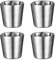 UPTALY 4 Edelstahlbecher (silberfarben, 180 ml/pers), unzerbrechliche Camping-Tassen, kleine Espressotasse, doppelwandige Latte-Tassen, Schnapsbecher, Becher, Kaffeetassen
