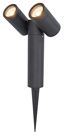 HOFTRONIC - Pinero Doppel LED Gartenstrahler mit Erdspieß - GU10 317° Schwenkbar Dimmbar - 2700K Warmweiß Erdspießstrahler - Bodenstrahler für Bäume, Sträucher, Teich und Pflanzen