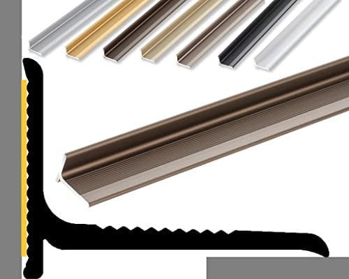 (10,49EUR/m) NALine Abschlussprofil | 22 x 15 x 1700 mm | bronze eloxiert | Innenwinkel Treppenbelag | Bodentiefe Fenster oder Balkon Abschluss | Sockelprofil | Wandabschlussleiste
