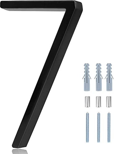 Numeri civici moderni in metallo, colore nero, lucido, 15,2 cm, viti incluse