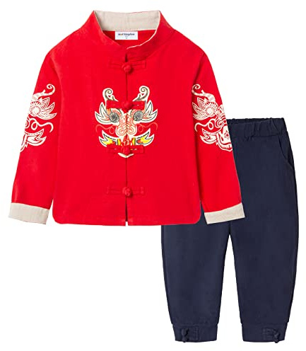 Mud Kingdom Tang Suit for Boys Traditional Chinese Style Red Size 10