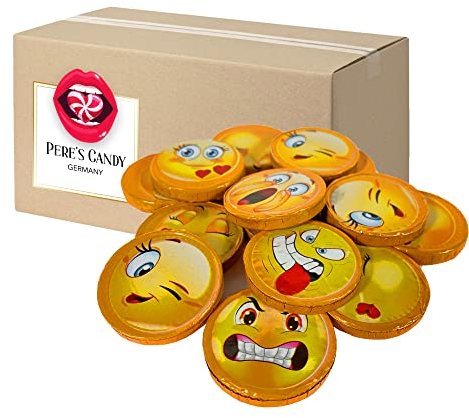 Pere's Candy Bundle für Emoji Schokotaler - Milchschokolade - 765g + Pere's Candy Notepad DIN A7-25 Blatt