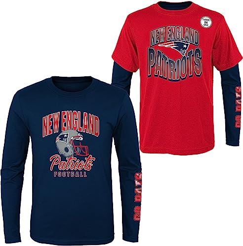 Outerstuff NFL Jungen Jugend 8-20 Game Day Team Color 3er-Pack T-Shirt und Langarm Combo Shirt Set, New England Patriots, L