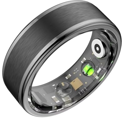 Smart Ring Android Smartringe für Herren Damen IOS Sport Fitness Tracker Smart Ring Smartring Fitness Ring Schrittzähler Fitnesstracker Gold Schwarz