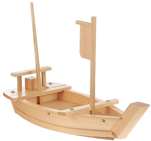 OFFSCH Sushi Serviertablett Bootsform Präsentationsteller für Sashimi Tischdekoration 50cm und Serviergeschirr
