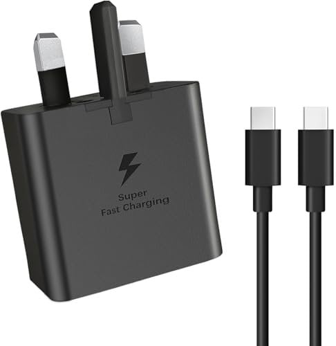 25W Samsung Fast Charger USB C Plug UK Compatible with Samsung Galaxy S25 S24 Ultra S23 S22 S21 FE S20 A05S A12 A13 A14 A15 A16 A20E A33 A34 A35 A52 A54 A55 Charger With 2M Cable USB C to Type C