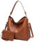 Mabecol Shopper Tasche Damen Groß, Elegante Umhängetasche, Handtasche Damen aus PU-Leder mit Reißverschluss, Damen Shopper mit kleiner Tasche, Schultertasche (Braun)